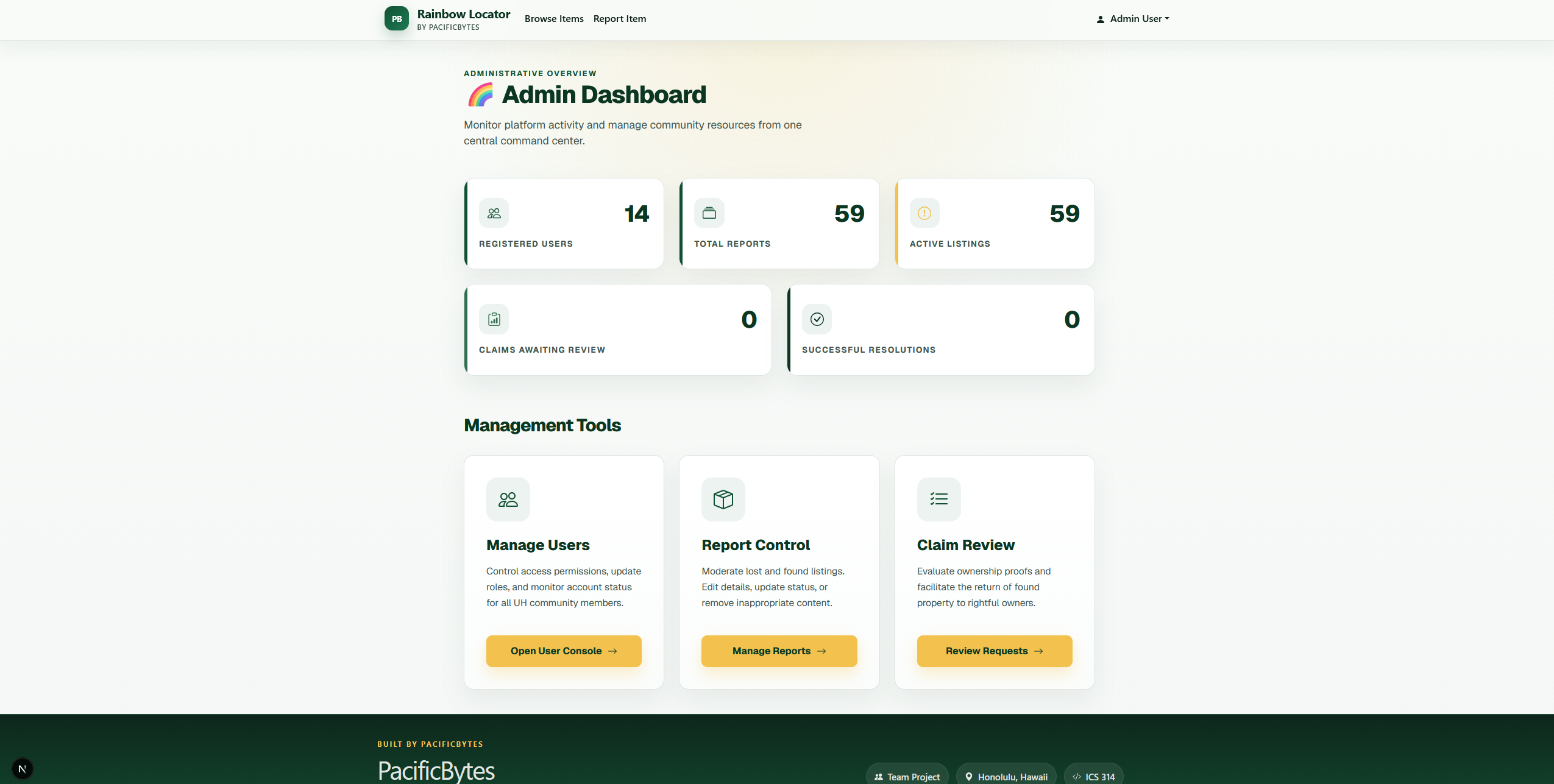 New Admin Dashboard